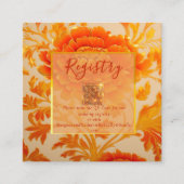 Luxe Mandarijn Bloemen Trouwregister Informatiekaartje (Voorkant)