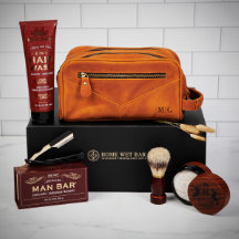 Luxe Mannen scheerset met lederen toilettas