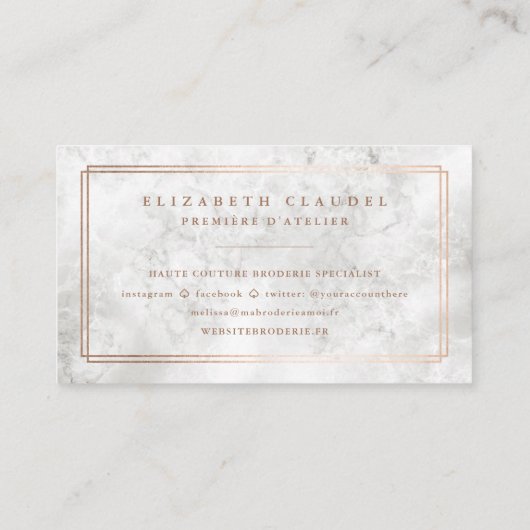 Luxe Marbel Blush Pink Rose Gold Foil Bow Visitekaartje (Achterkant)