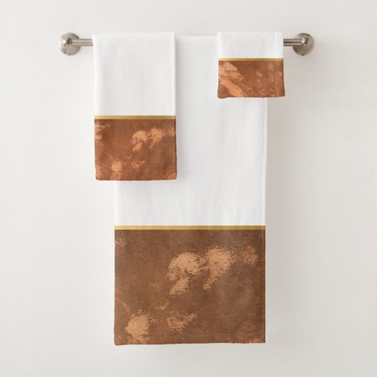 LUXE MARBLE BRONZED GOLD BATHROOM TOWEL SET BAD HANDDOEK (Insitu)
