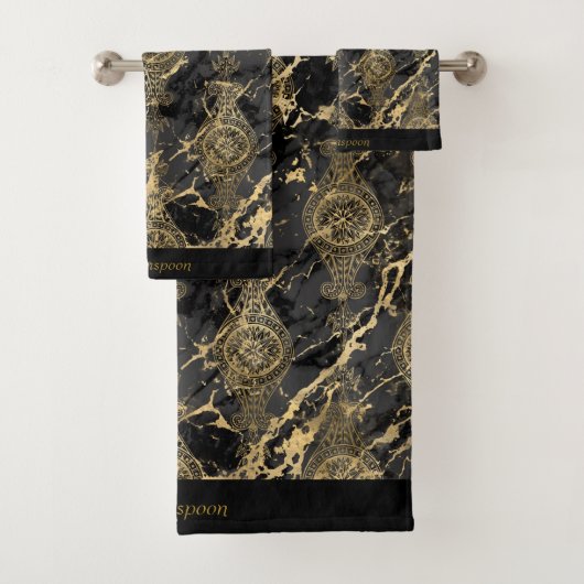 LUXE MARBLE CUSTOEL TOWEL SET BAD HANDDOEK (Insitu)