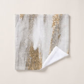 Luxe Marble Gold Strokes wit en grijs Bad Handdoek (Wasdoekje)
