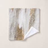 Luxe Marble Gold Strokes wit en grijs Bad Handdoek (Wasdoekje)