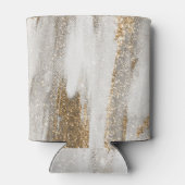 Luxe Marble Gold Strokes wit en grijs Blikjeskoeler (Achterkant)