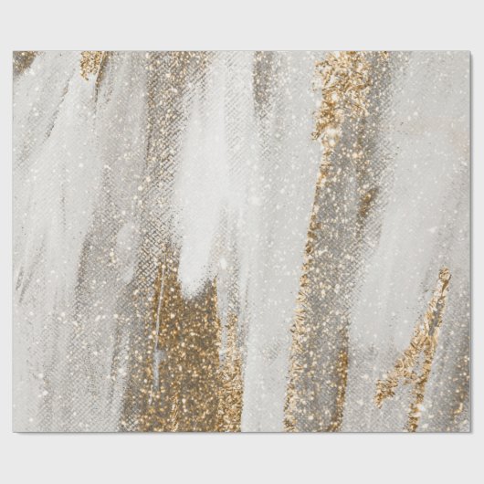 Luxe Marble Gold Strokes wit en grijs Cadeaupapier (Vlak)