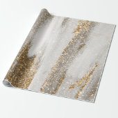 Luxe Marble Gold Strokes wit en grijs Cadeaupapier (Uitgerold)