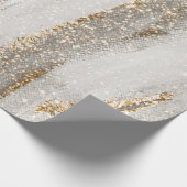 Luxe Marble Gold Strokes wit en grijs Cadeaupapier (Hoek)
