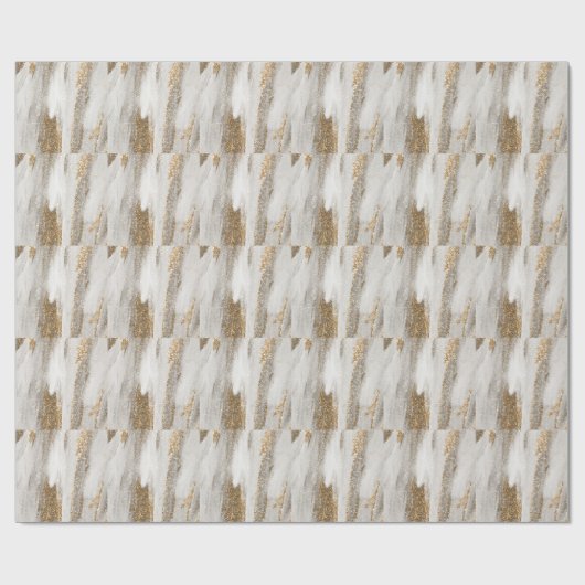 Luxe Marble Gold Strokes wit en grijs Cadeaupapier (Vlak)