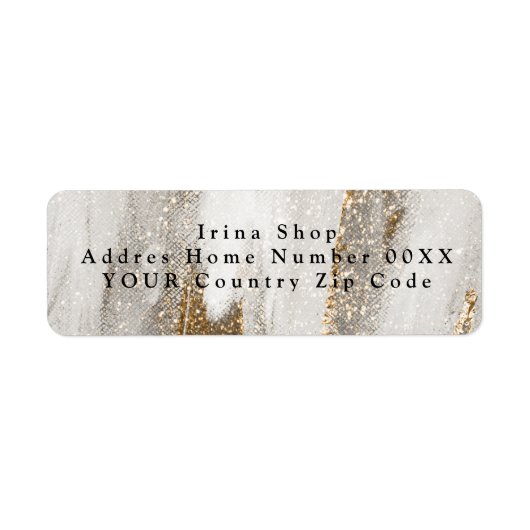 Luxe Marble Gold Strokes wit en grijs Etiket (Voorkant)