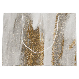 Luxe Marble Gold Strokes wit en grijs Groot Cadeauzakje