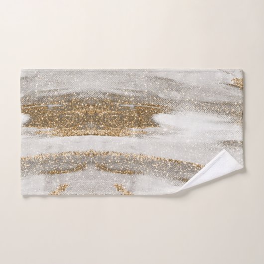 Luxe Marble Gold Strokes wit en grijs Handdoek (Handdoek)