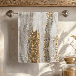 Luxe Marble Gold Strokes wit en grijs Handdoek