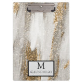 Luxe Marble Gold Strokes wit en grijs Klembord (Voorkant)