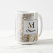 Luxe Marble Gold Strokes wit en grijs Koffiemok (Voorkant rechts)