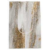 Luxe Marble Gold Strokes wit en grijs Medium Cadeauzakje (Achterkant)