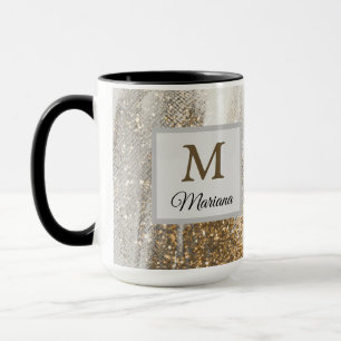 Luxe Marble Gold Strokes wit en grijs Mok