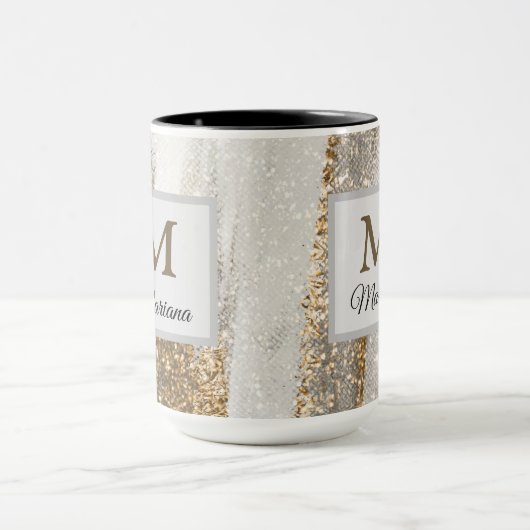 Luxe Marble Gold Strokes wit en grijs Mok (Midden)