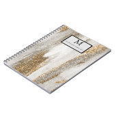 Luxe Marble Gold Strokes wit en grijs Notitieboek (Linkerzijde)