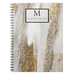 Luxe Marble Gold Strokes wit en grijs Notitieboek