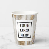 Luxe Marble Gold Strokes wit en grijs Papieren Bekers (Achterkant)