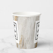 Luxe Marble Gold Strokes wit en grijs Papieren Bekers (Rechts)