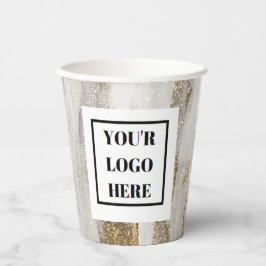 Luxe Marble Gold Strokes wit en grijs Papieren Bekers