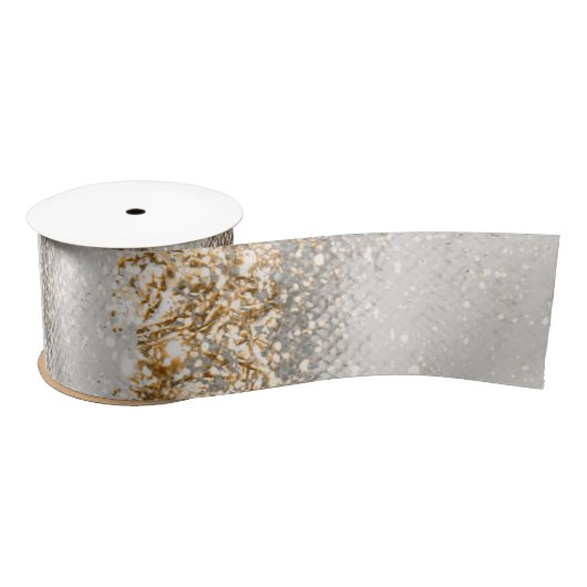 Luxe Marble Gold Strokes wit en grijs Satijnen Lint (Spoel)