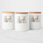 Luxe Marble Gold Strokes wit en grijs Voedselcontainer Etiket (Flessen)