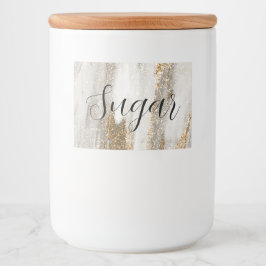 Luxe Marble Gold Strokes wit en grijs Voedselcontainer Etiket