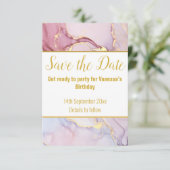 LUXE MARBLE PASTEL BEWAREN DE DATUM RSVP-KAART RSVP KAARTJE (Staand voorkant)