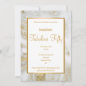 LUXE MARBLE PEARL GOLD ABSTRACT CUSTOM INVITATION KAART (Voorkant)