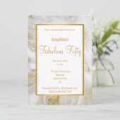 LUXE MARBLE PEARL GOLD ABSTRACT CUSTOM INVITATION KAART (Staand voorkant)