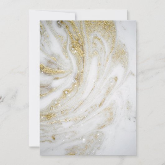 LUXE MARBLE PEARL GOLD ABSTRACT CUSTOM INVITATION KAART (Achterkant)