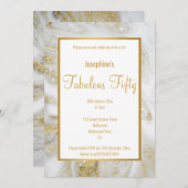 LUXE MARBLE PEARL GOLD ABSTRACT CUSTOM INVITATION KAART (Voorkant / Achterkant)
