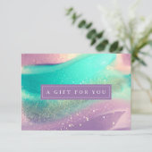 Luxe Marble Pink Blauwgroen Zakelijk Cadeaubon (Staand voorkant)