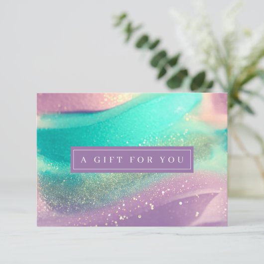 Luxe Marble Pink Blauwgroen Zakelijk Cadeaubon (Staand voorkant)