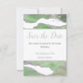 LUXE MARBLE SILVER GREEN RESPONS RSVP-KAART RSVP KAARTJE (Voorkant)