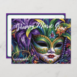 💜💛Luxe Mardi Gras Briefkaart