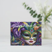 💜💛Luxe Mardi Gras Briefkaart (Staand voorkant)