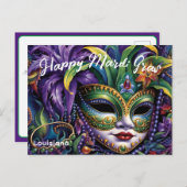 💜💛Luxe Mardi Gras Briefkaart (Voorkant / Achterkant)