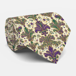 Luxe Mardi Gras Groen Paars Goud Fleur De Lis  Stropdas