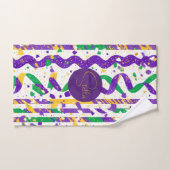 Luxe Mardi Gras Purple Gold Green Stripes Confetti Handdoek (Handdoek)