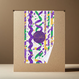 Luxe Mardi Gras Purple Gold Green Stripes Confetti Handdoek