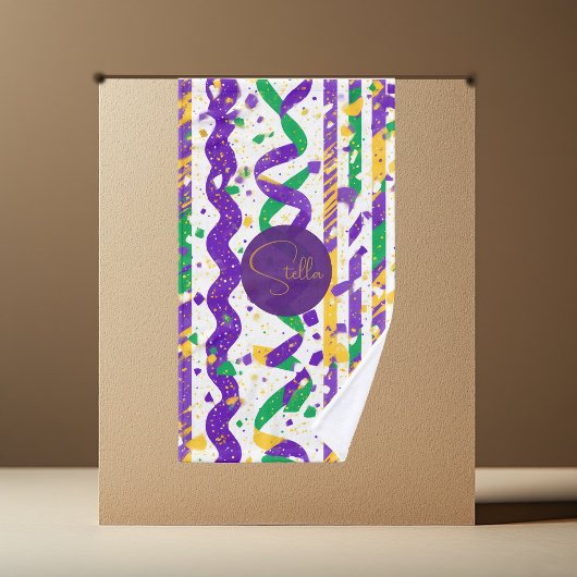 Luxe Mardi Gras Purple Gold Green Stripes Confetti Handdoek