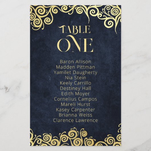 Luxe marine blauw en goud bloeien winter bruiloft (Voorkant)