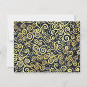 Luxe marine blauw en goud bloeien winter bruiloft feestdagenkaart (Achterkant)