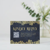 Luxe marine blauw en goud bloeien winter bruiloft feestdagenkaart (Staand voorkant)