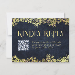 Luxe marine blauw en goud bloeien winter bruiloft feestdagenkaart