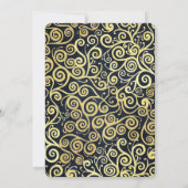 Luxe marine blauw en goud bloeien winter bruiloft kaart (Achterkant)