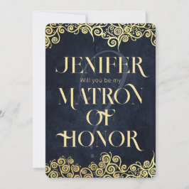 Luxe marine blauw en goud bloeien winter bruiloft kaart